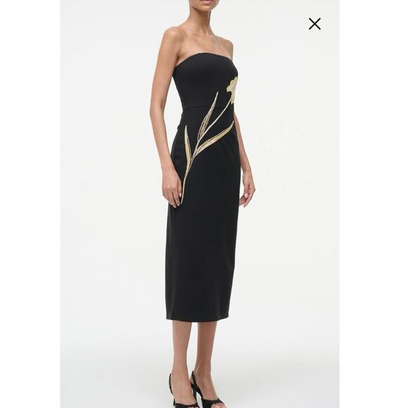 NWT STAUD Brooke Beaded Placed Floral Strapless Column Dress in Night Iris SZ XS - Picture 3 of 7